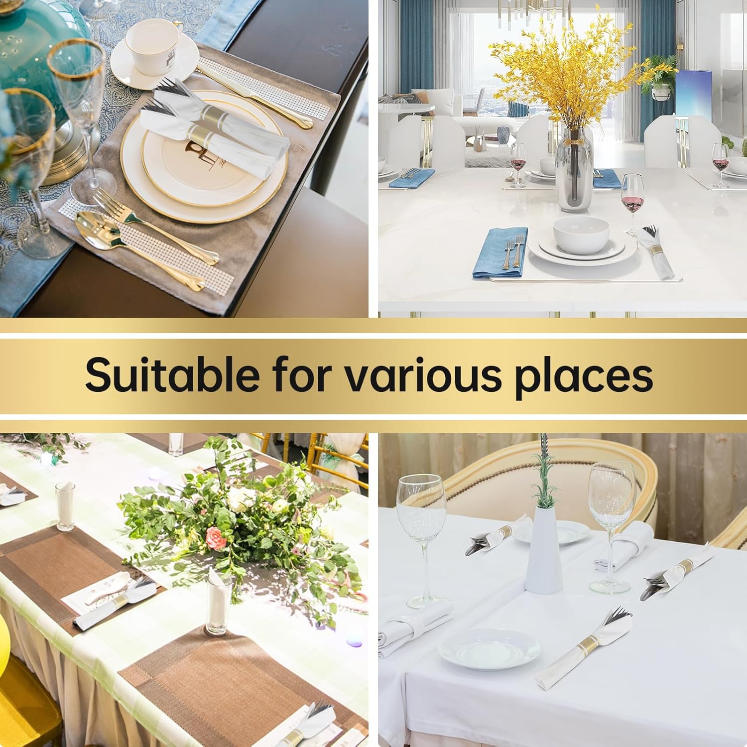 Germiwipe Matte Gold Silverware Napkin Rings 200 PCS