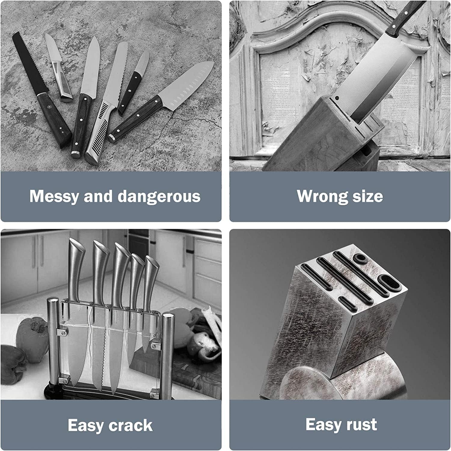 Cookit Universal Knife Block with Scissors Slot Black