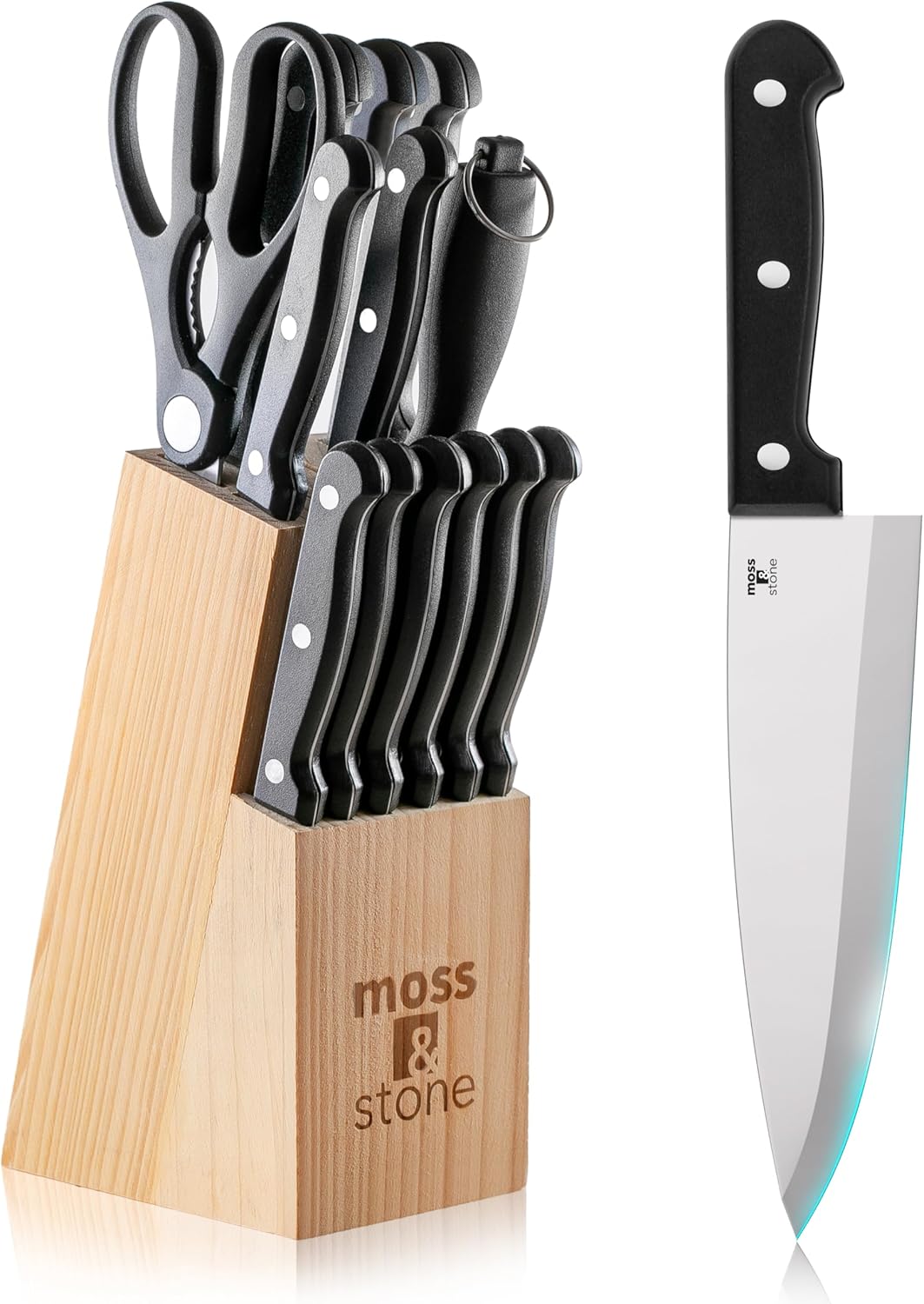 Moss Stone 14-Piece Kitchen Knife Block Set