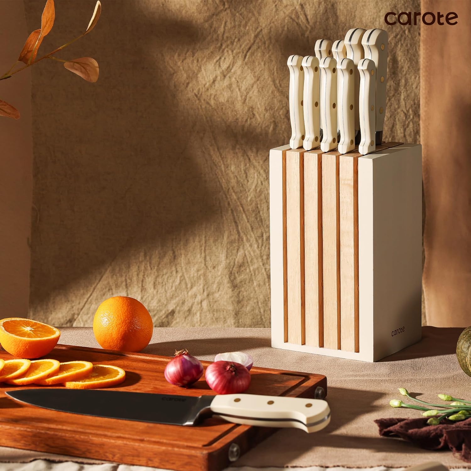 CAROTE 11-Piece Kitchen Knife Set with Block