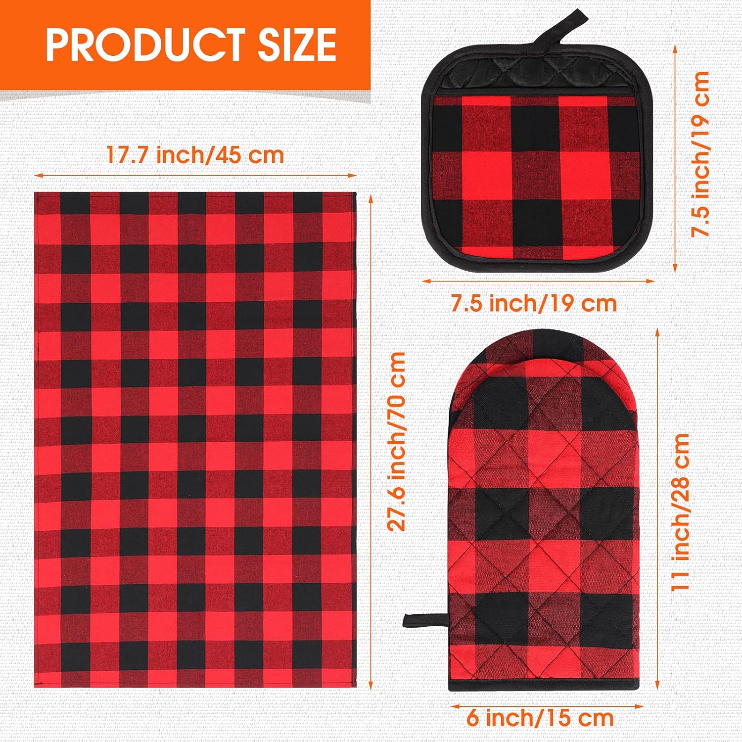 SA Xinior 6-Piece Buff Plaid Apron Set for Kitchen Use