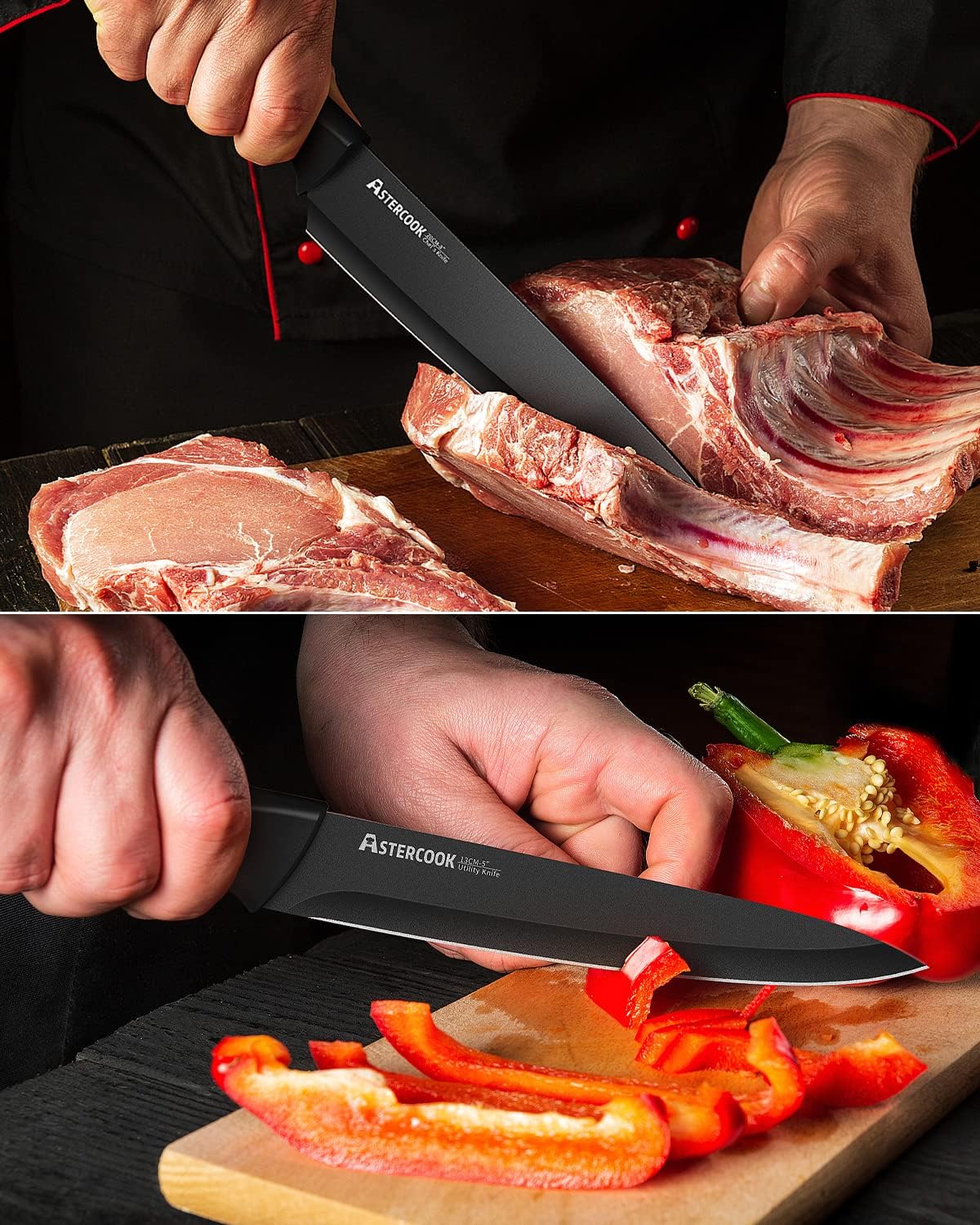 Astercook Knives with Sharpener Set