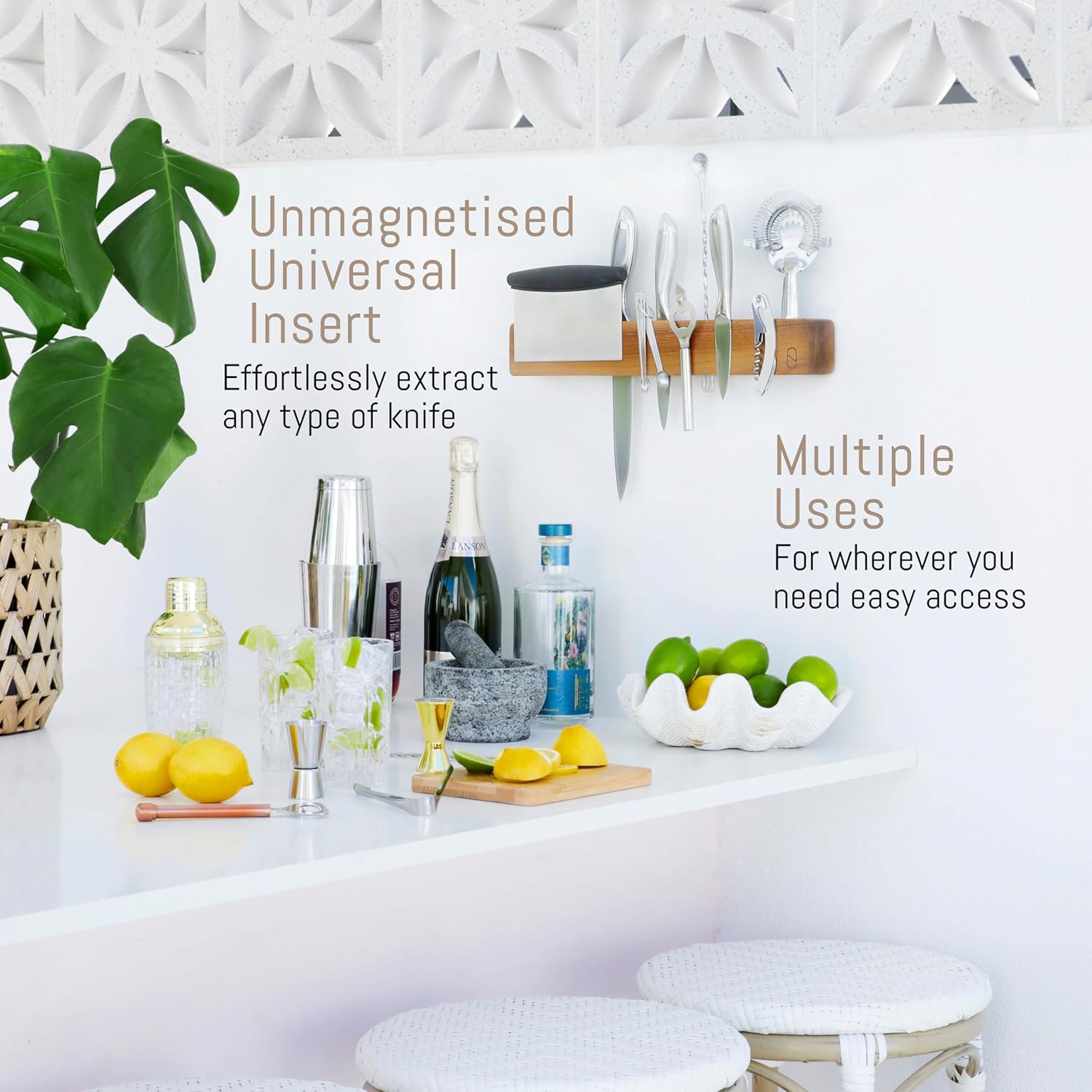 NOVAWARE Magnetic Knife Holder for Kitchen Storage with Double Capacity