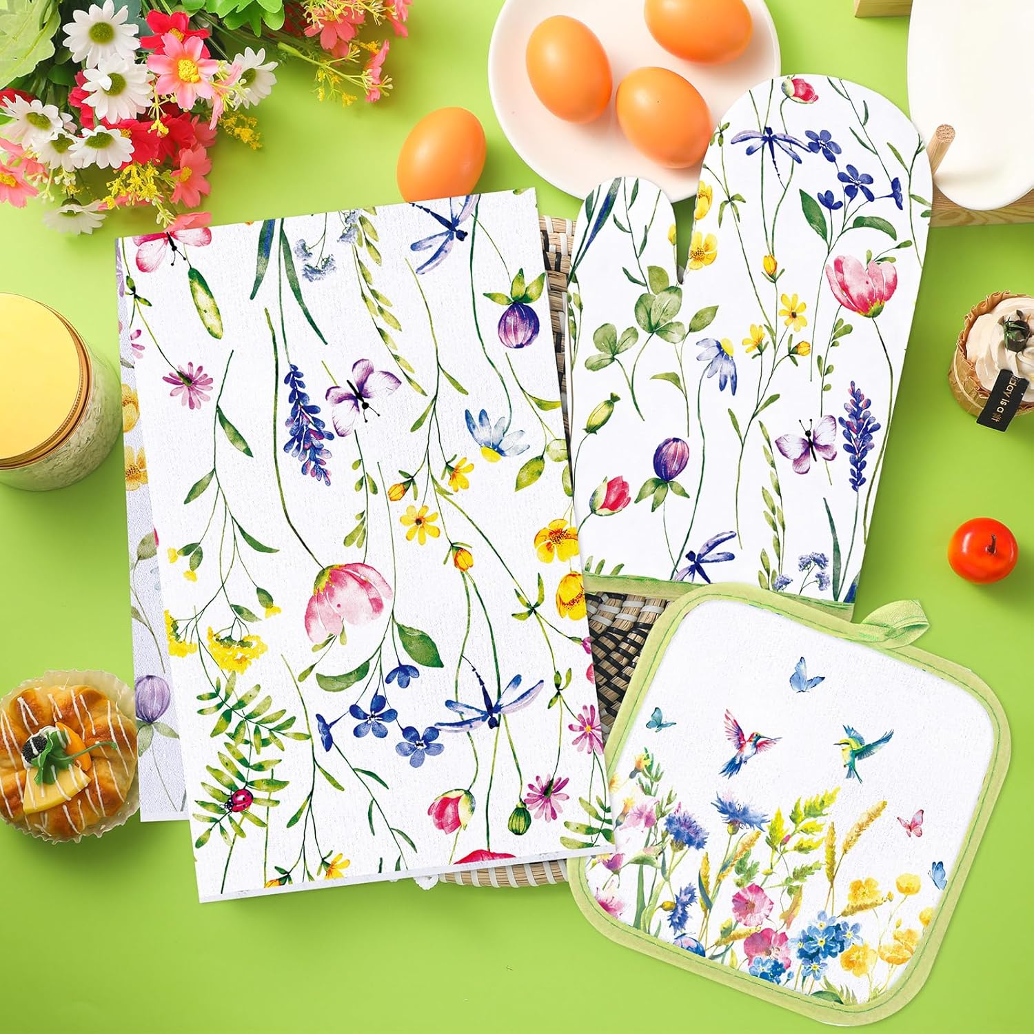 Spring Floral Heat-Resistant - Set of 6 for Kitchen Cooking