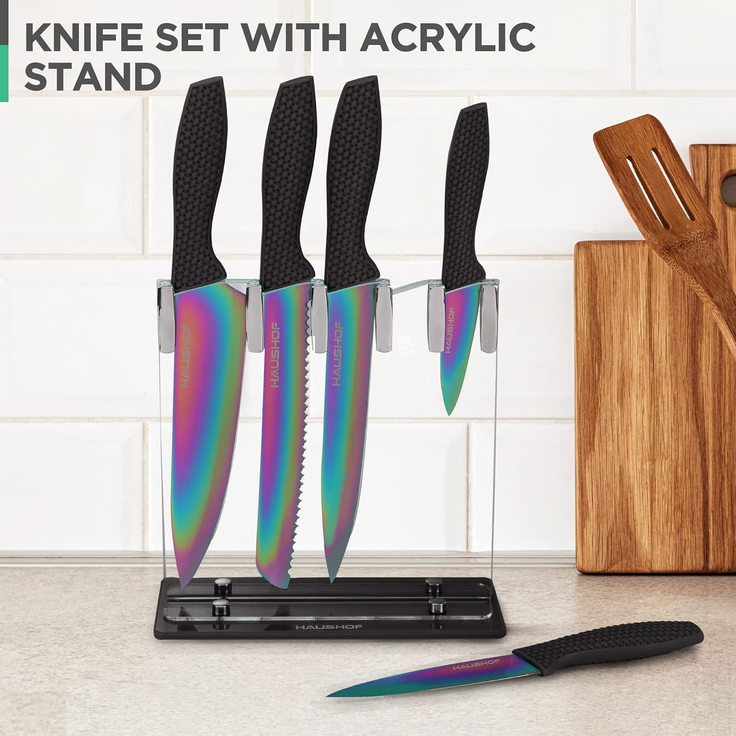 HAUSHOF Professional Kitchen Knife Set 5 Pieces Rainbow Design