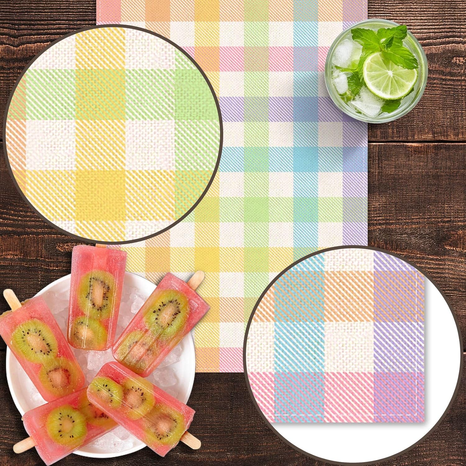 Pudodo Easter Buffalo Plaid Table Runner