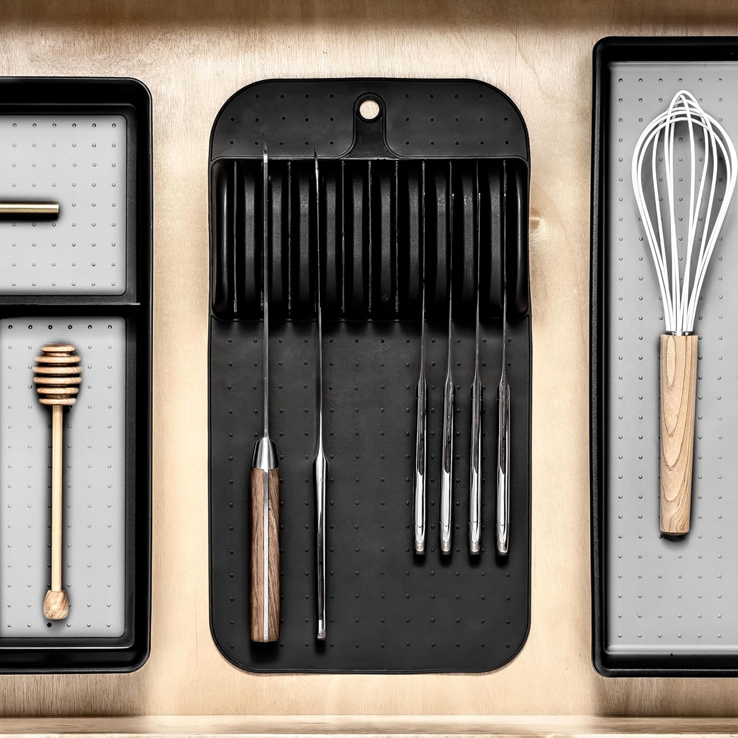 Madesmart Premium Antimicrobial Classic Large Knife Mat Soft-Grip Non-Slip Drawer Organizer
