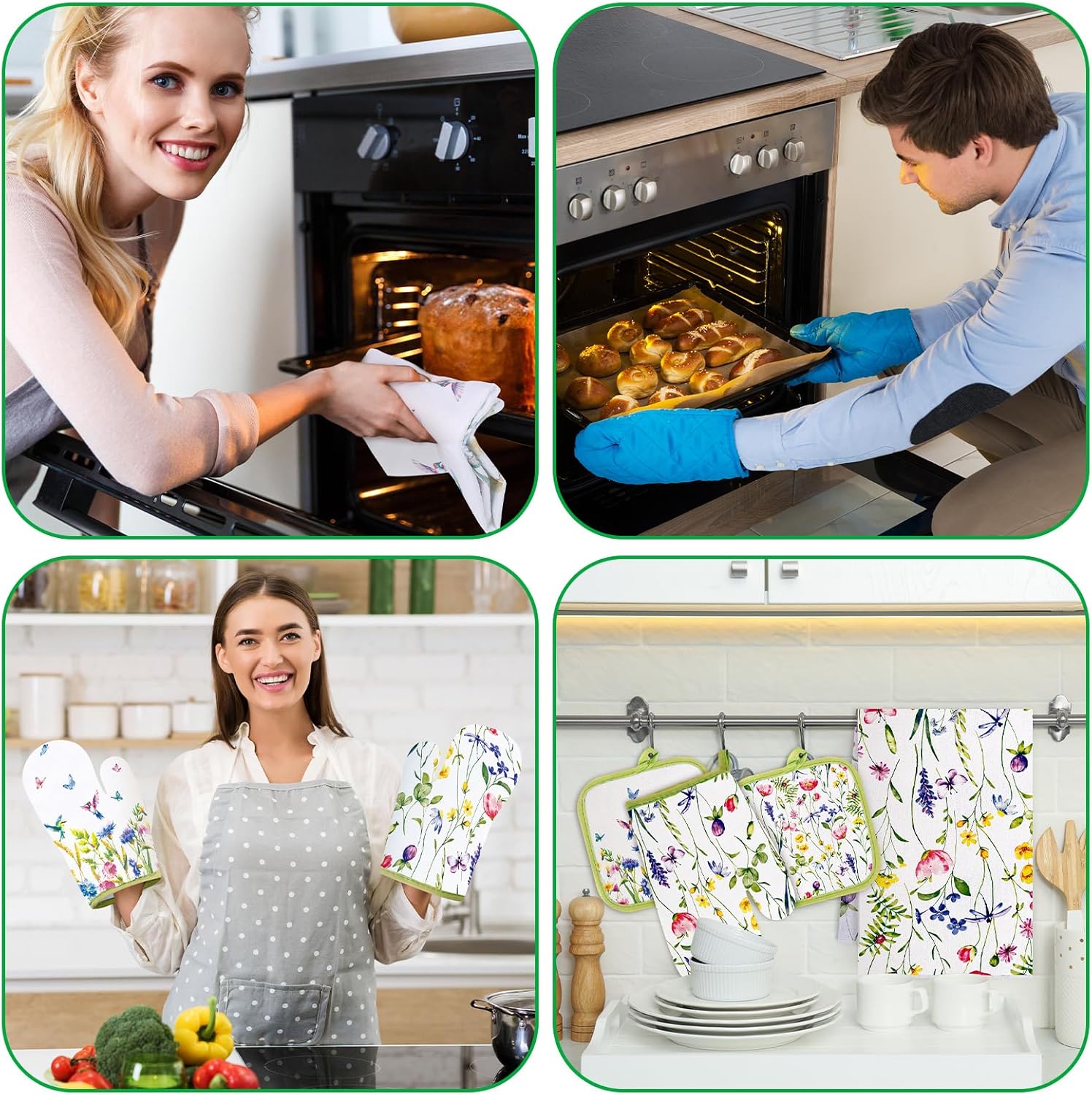 Spring Floral Heat-Resistant - Set of 6 for Kitchen Cooking