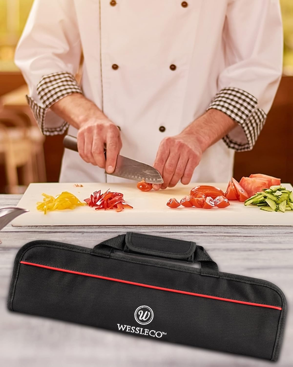 Wessleco Chef Knife Bag 5 Slots Red