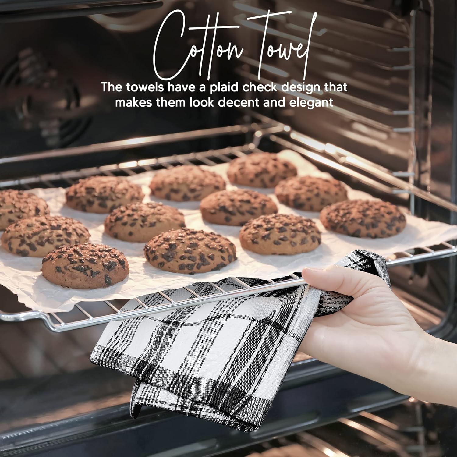 Utopia Premium Black White Dish Towels - 6 x 15x25 inches Set