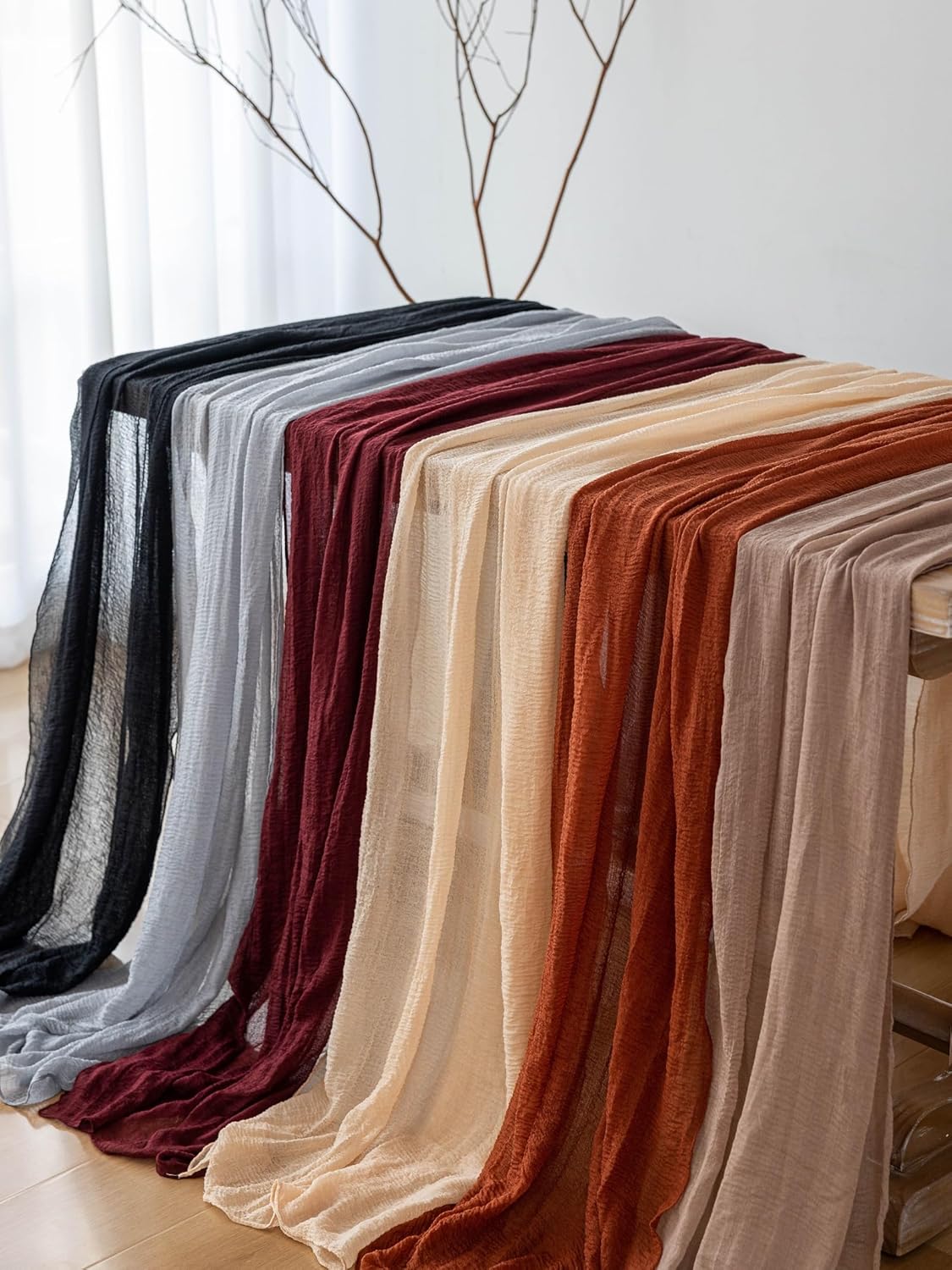 Stunning 120-inch Red Cheesecloth Runner - Keketoarrange for Parties Frequently