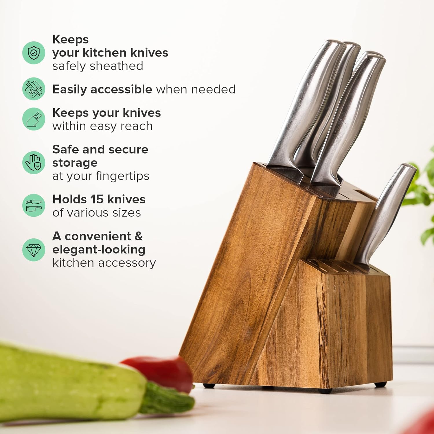 Coninx Acacia 15-Slot Knife Holder