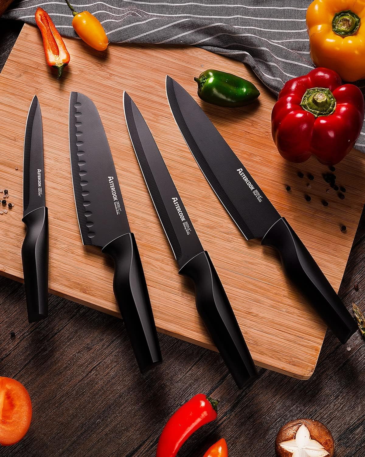 Astercook Knives with Sharpener Set