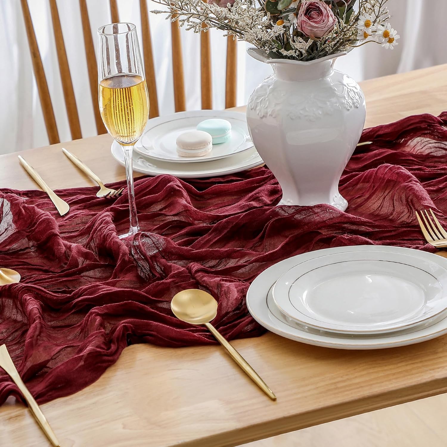 Burgundy 10ft Long Table Runner Pair