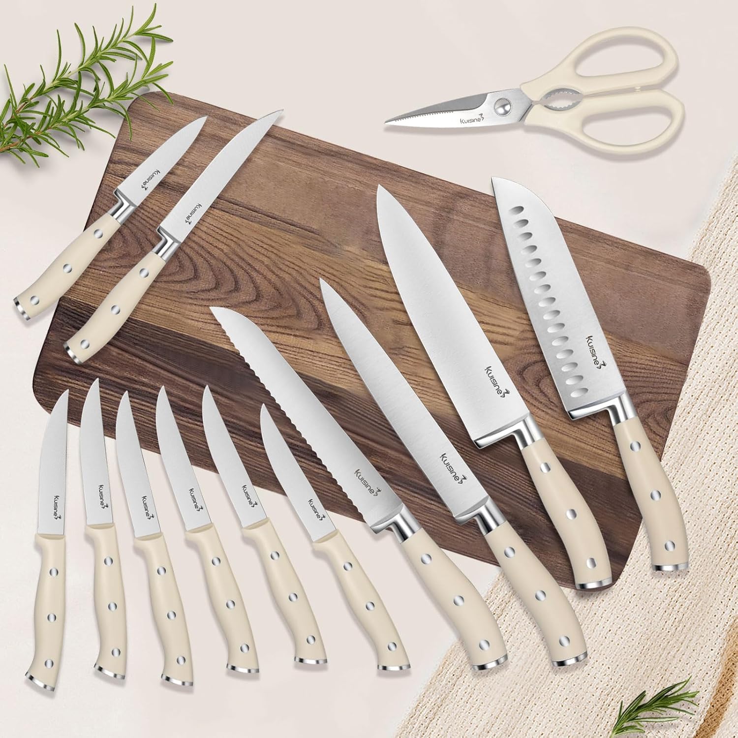 Kuisine Chef Knife Set with Built-in Sharpener 15PCS