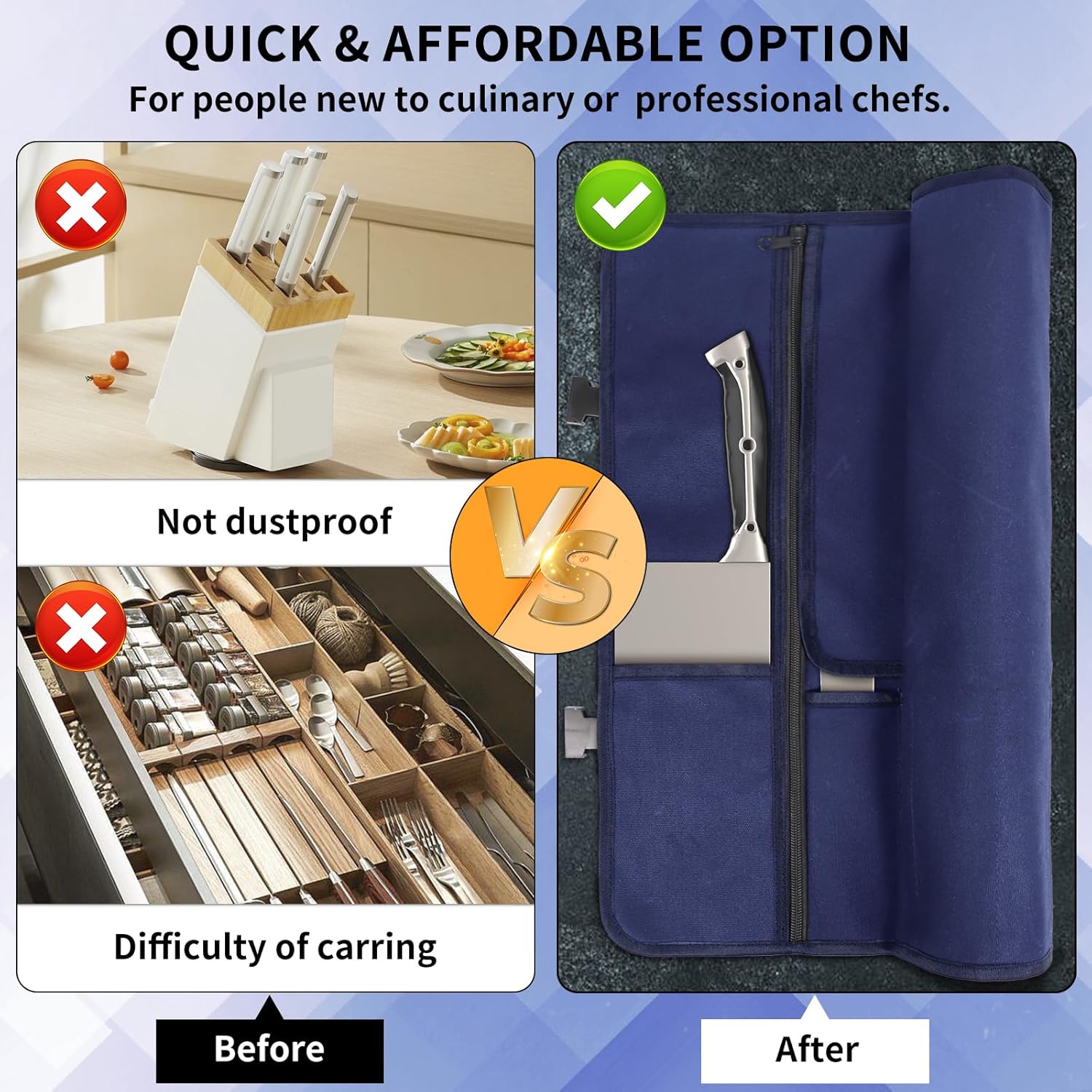18-inch Waxed Canvas Chefs Knife Roll Bag