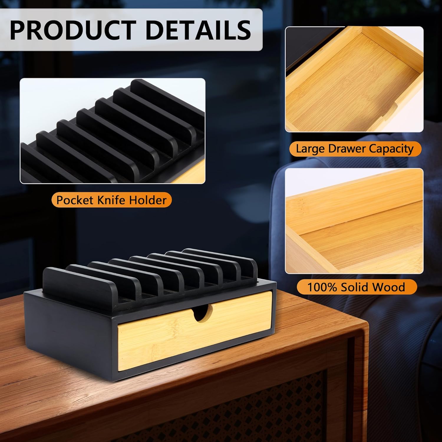 Smocchy EDC Knife Rack Holder 7 Knives_PT-Blk