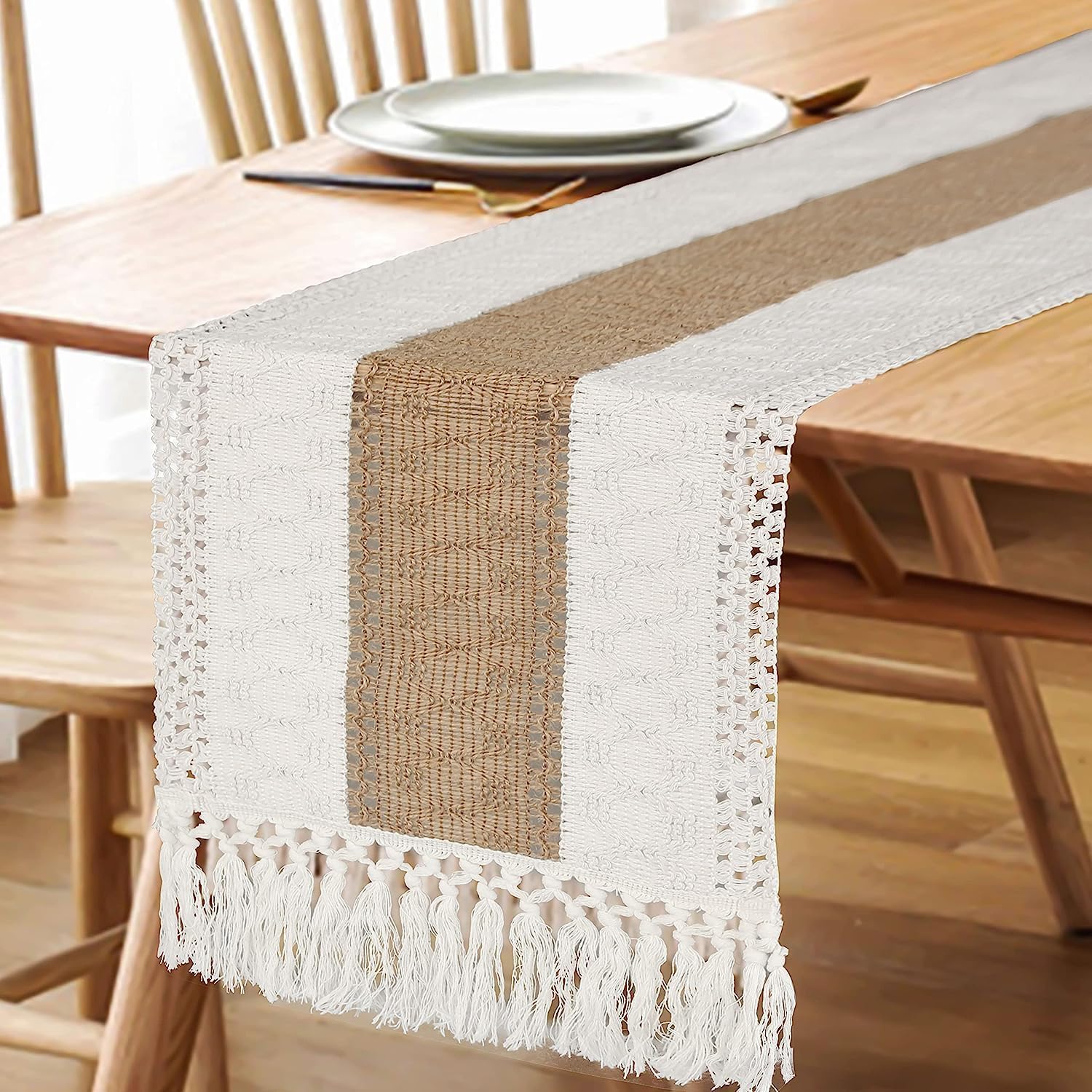 FEXIA Boho Table Runner for Rustic Christmas Decor
