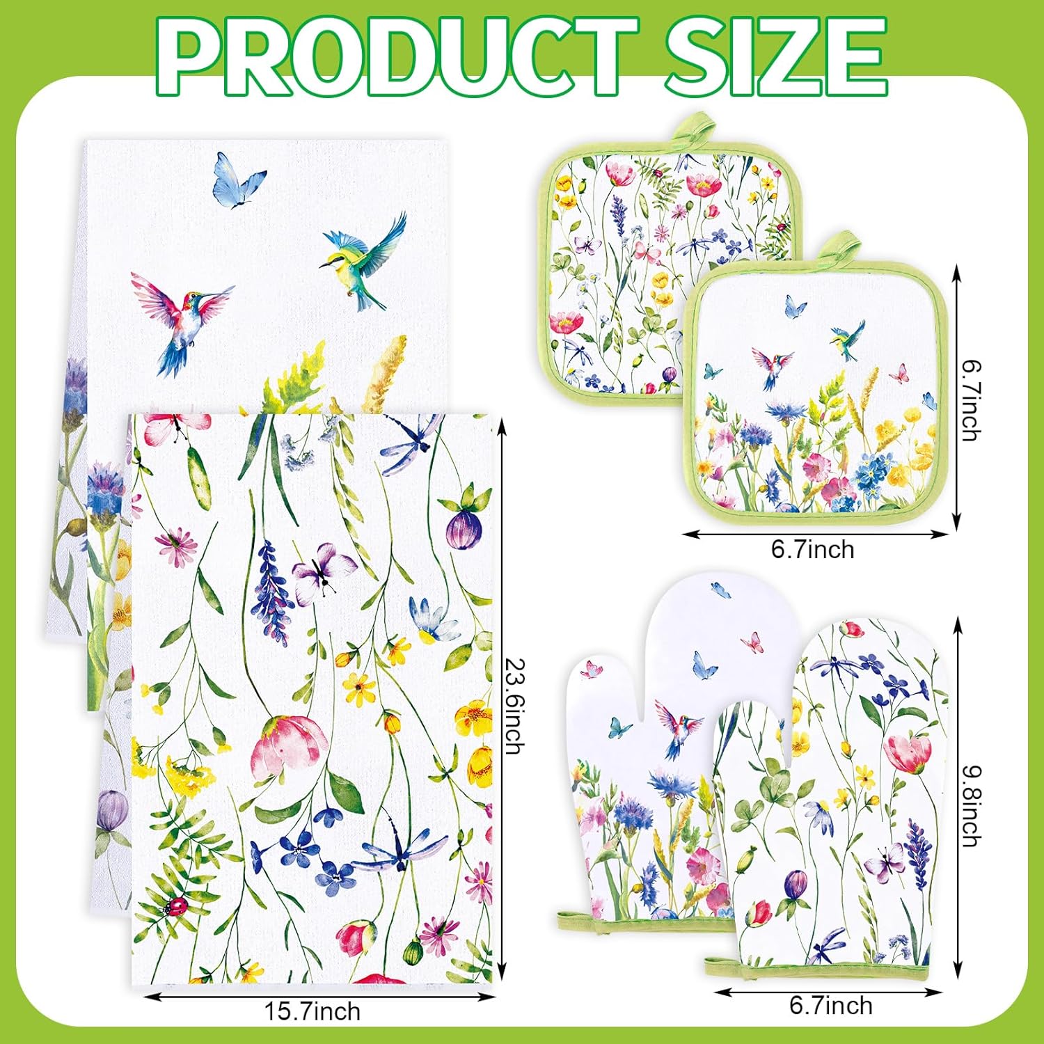 Spring Floral Heat-Resistant - Set of 6 for Kitchen Cooking