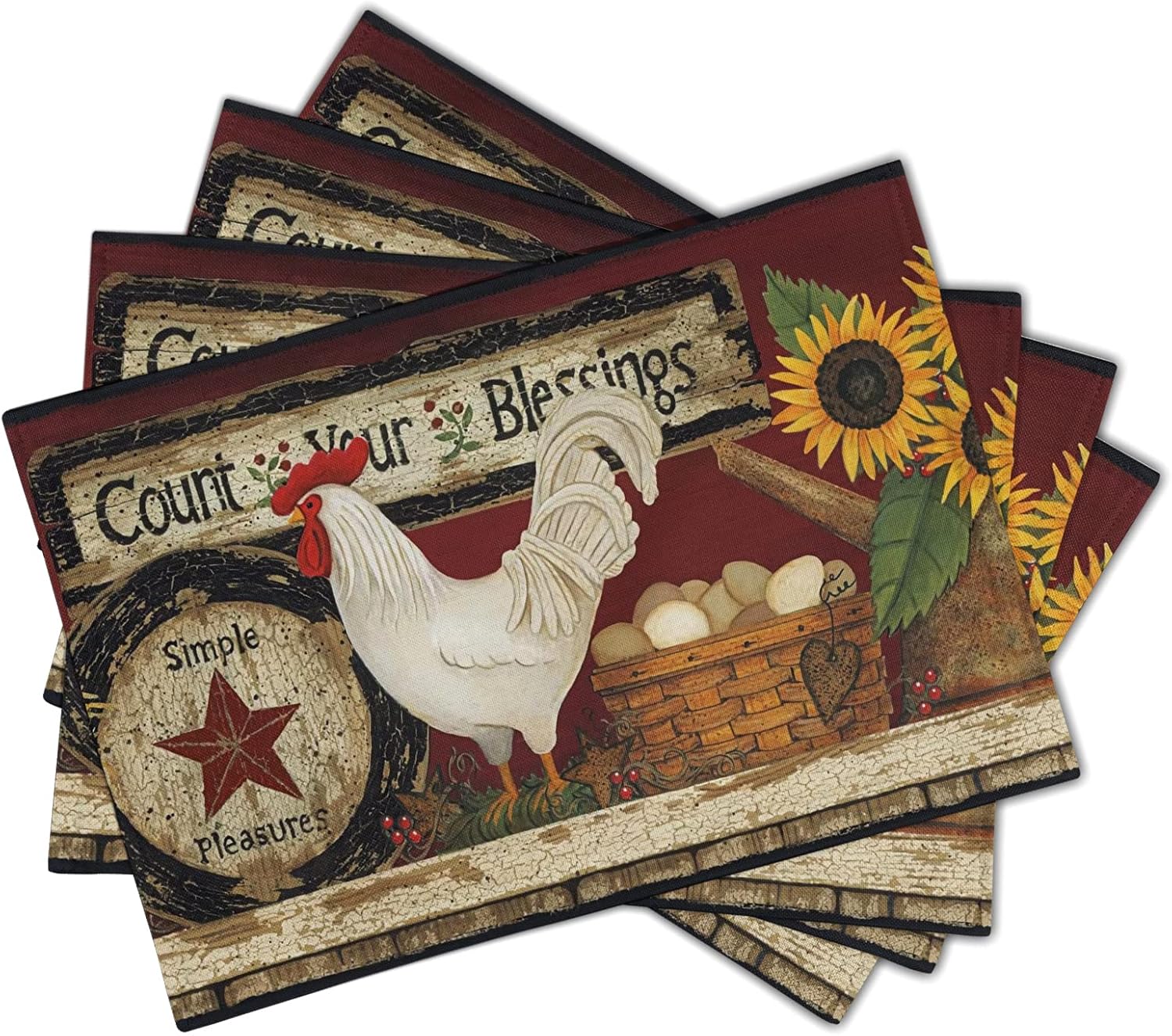 Vintage Rooster Placemats Set