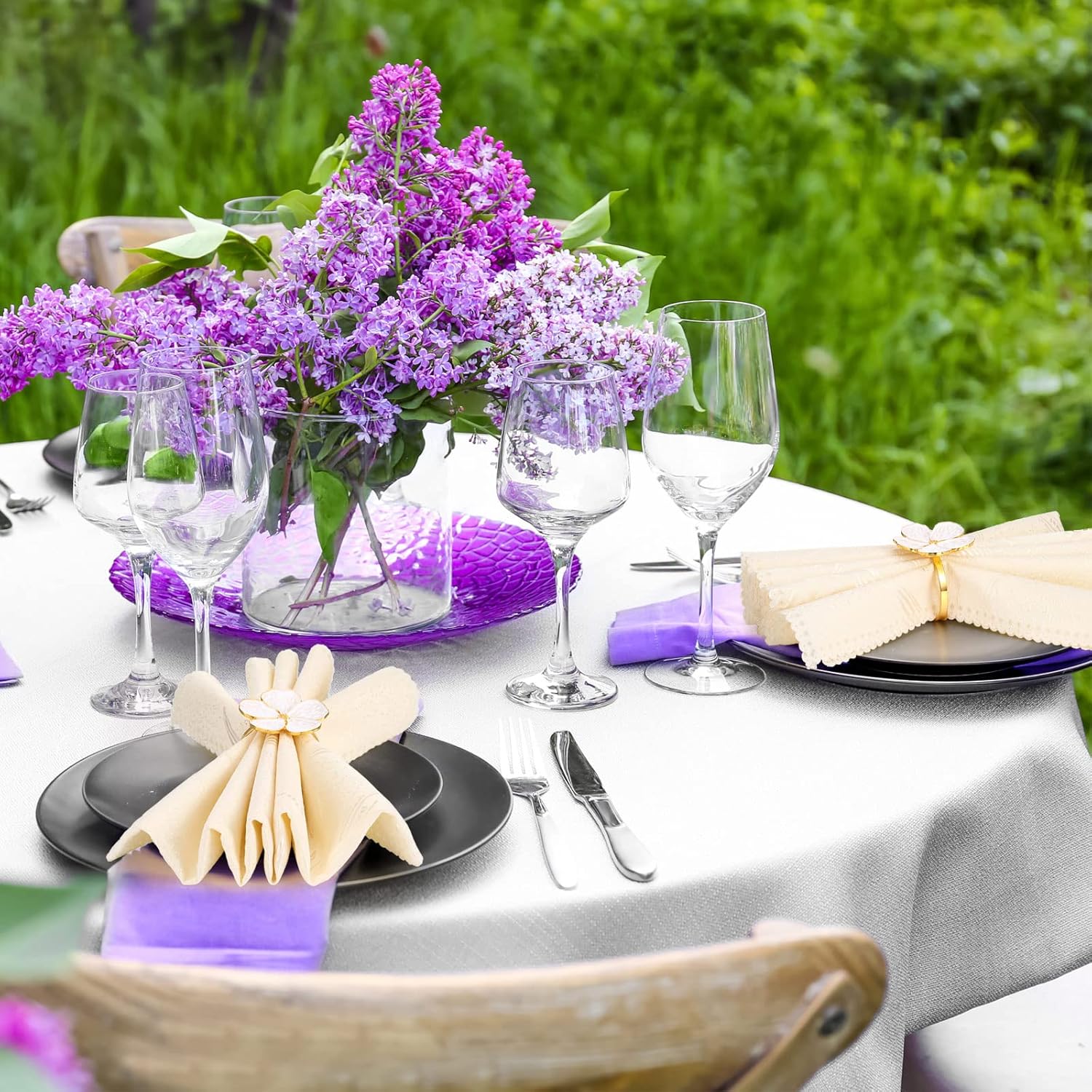 6-Piece Gold Flower Napkin Rings Set