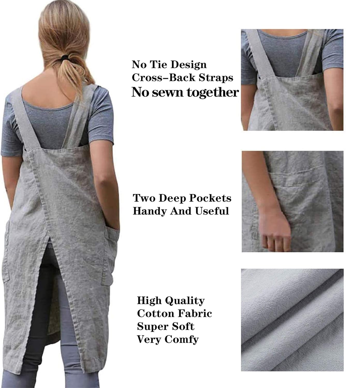 VLZUFE Crisp Cross-Back Womens Apron
