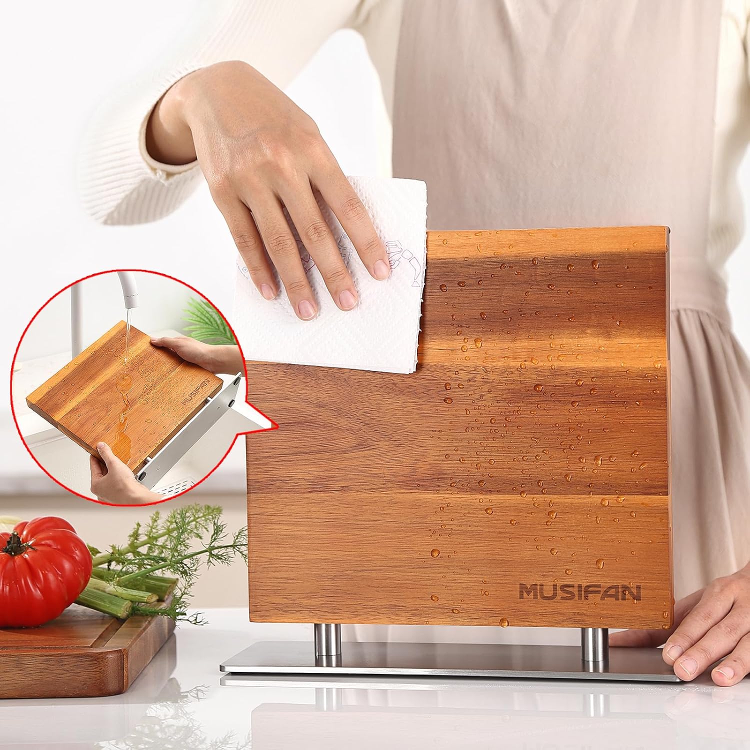 Sturdy Acacia Magnetic Knife Holder