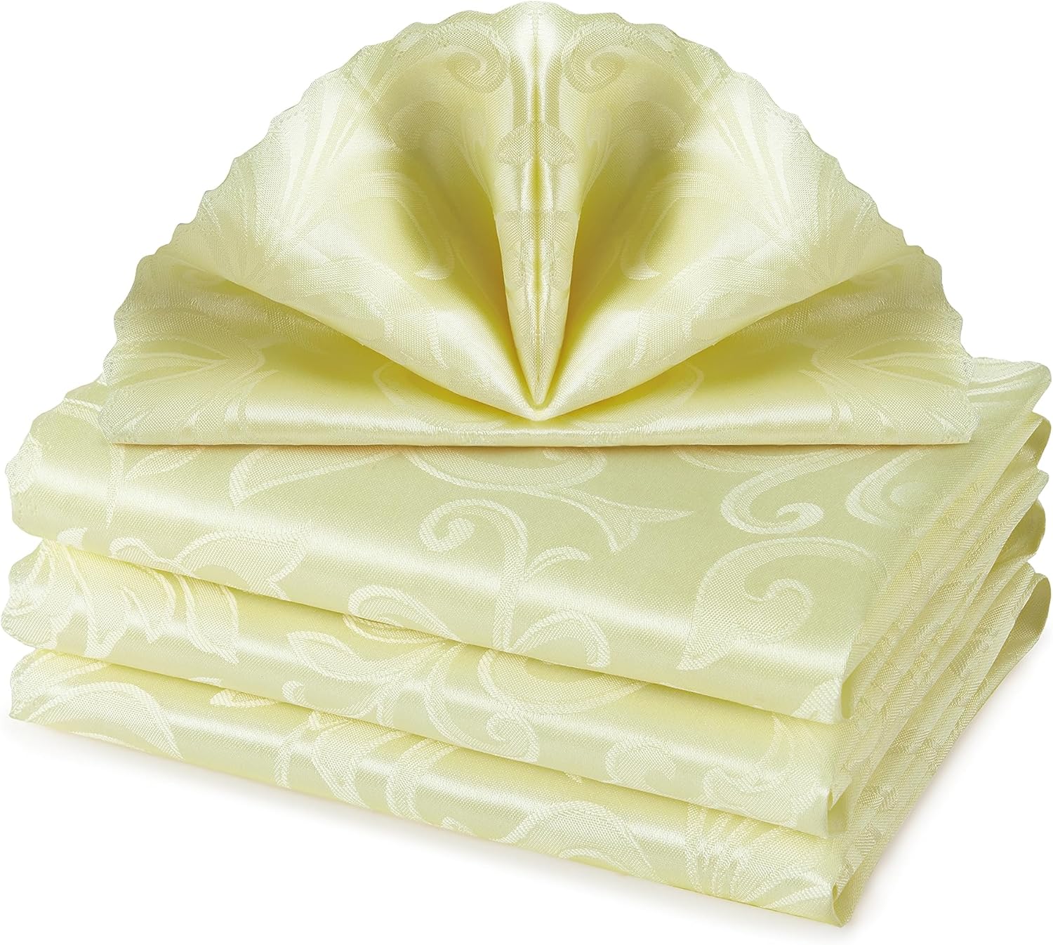 4-Piece Wave Scroll Napkins Light Yellow 17x17inch Water-Resistant