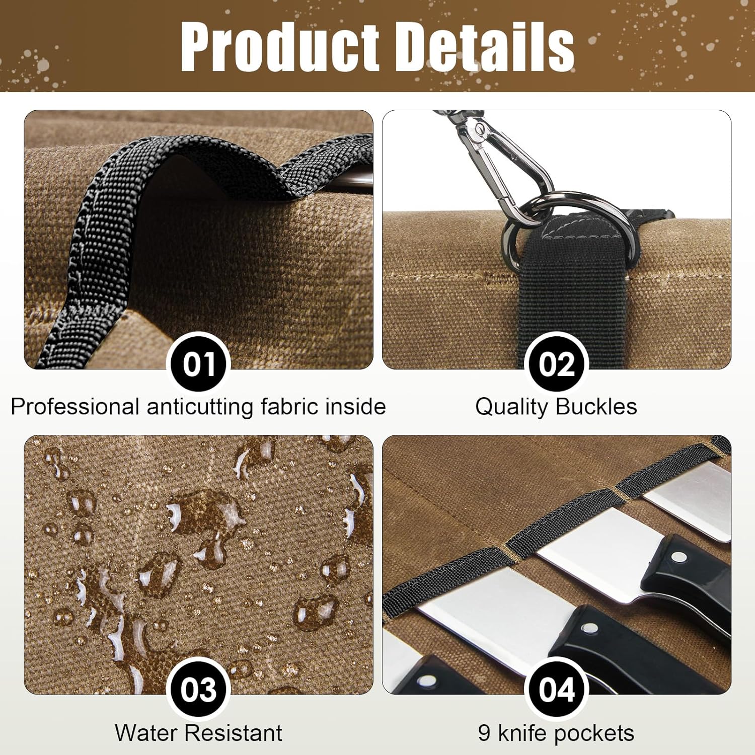 QEES Chef Knife Roll Bag