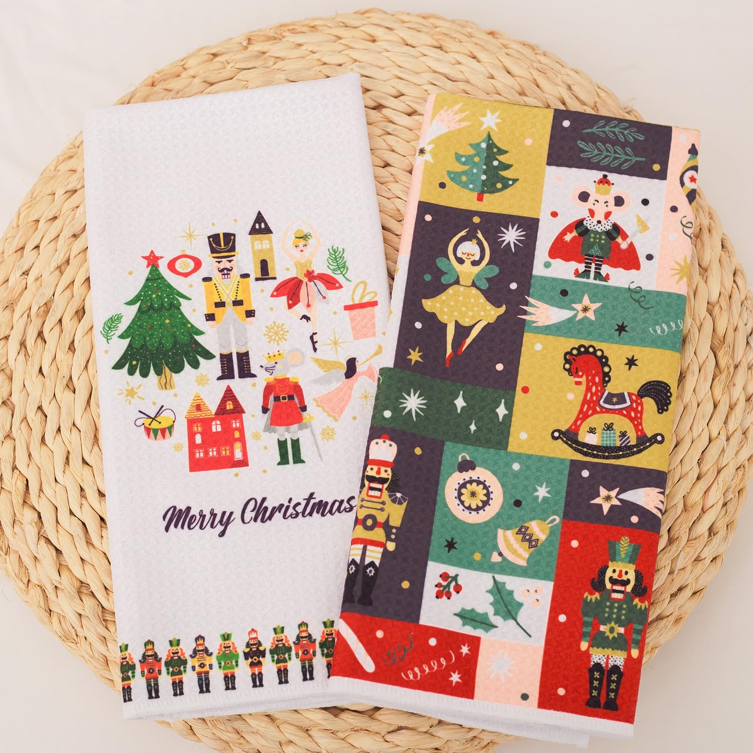 LXOMILL Nutcracker Christmas Kitchen Towels Festive Holiday Gift