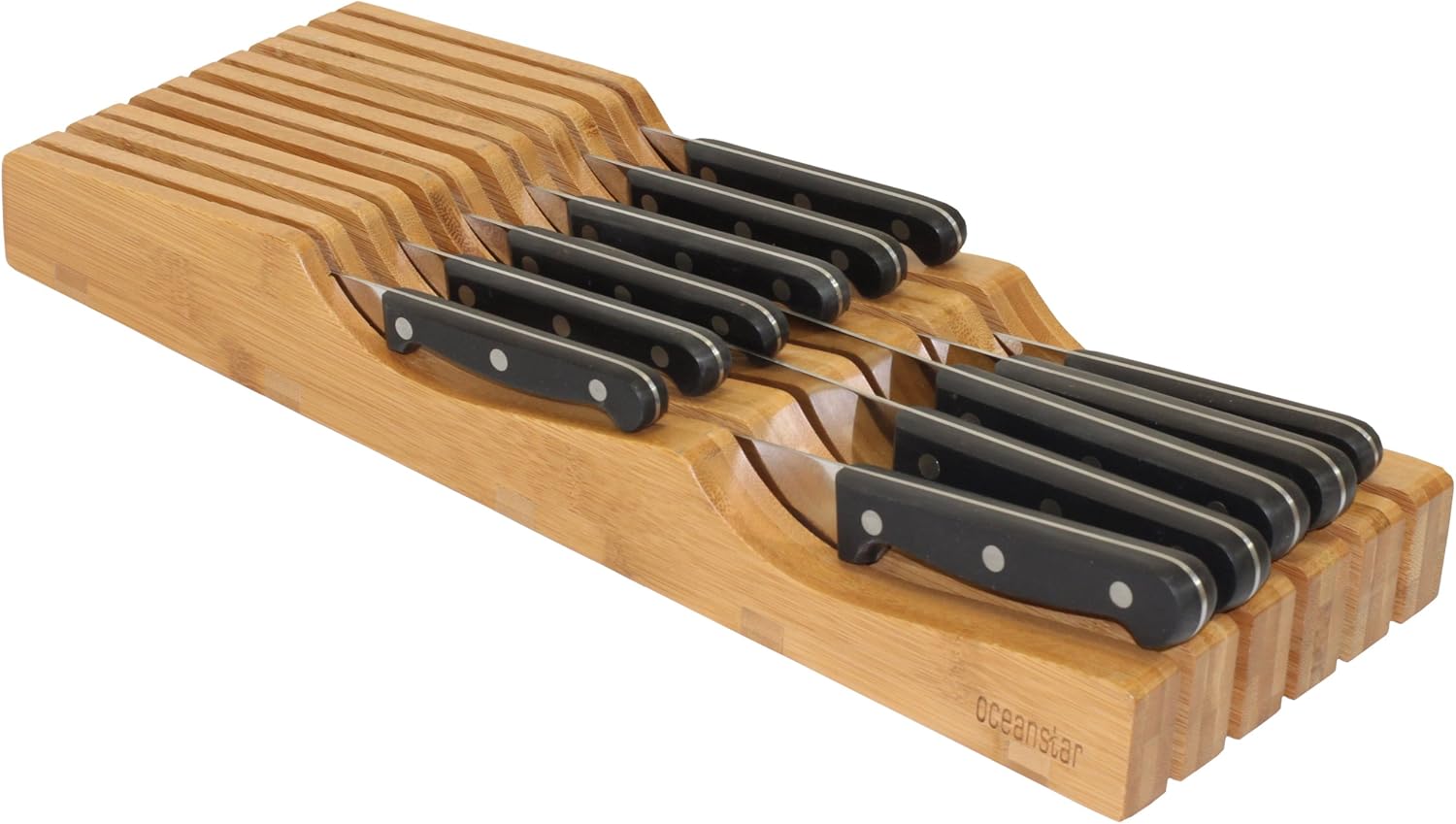 Oceanstar In-Drawer Bamboo Knife Organizer MO