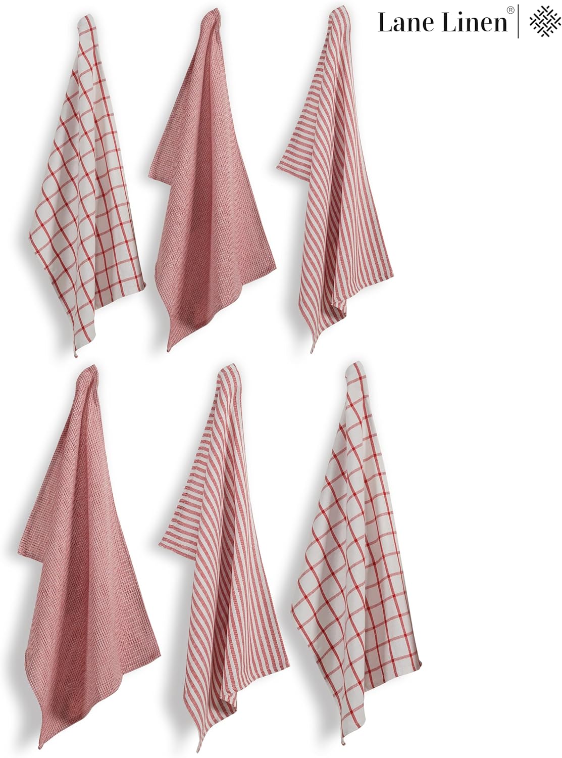 Premium 100 Cotton Kitchen Towels Set - Durable Absorbent Red