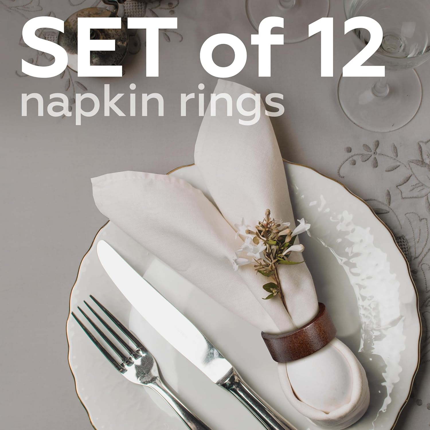 Set of 12 Napkin Rings Handmade Wooden Napkins Stand