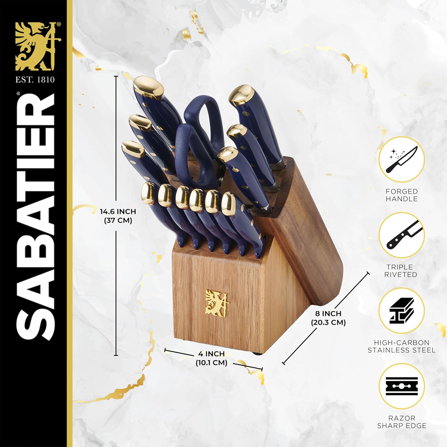 14-Piece Sabatier Knives Set Precision Cutting