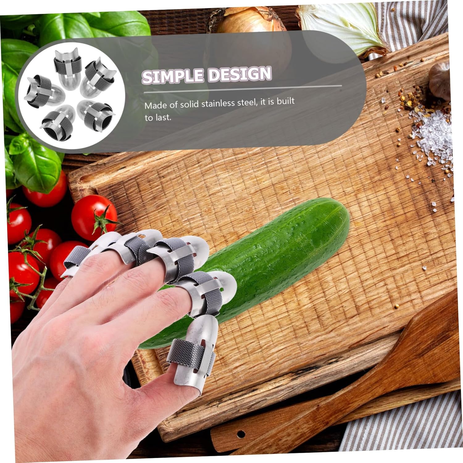 Healifty Stainless Steel Finger Protectors 5pcs 1