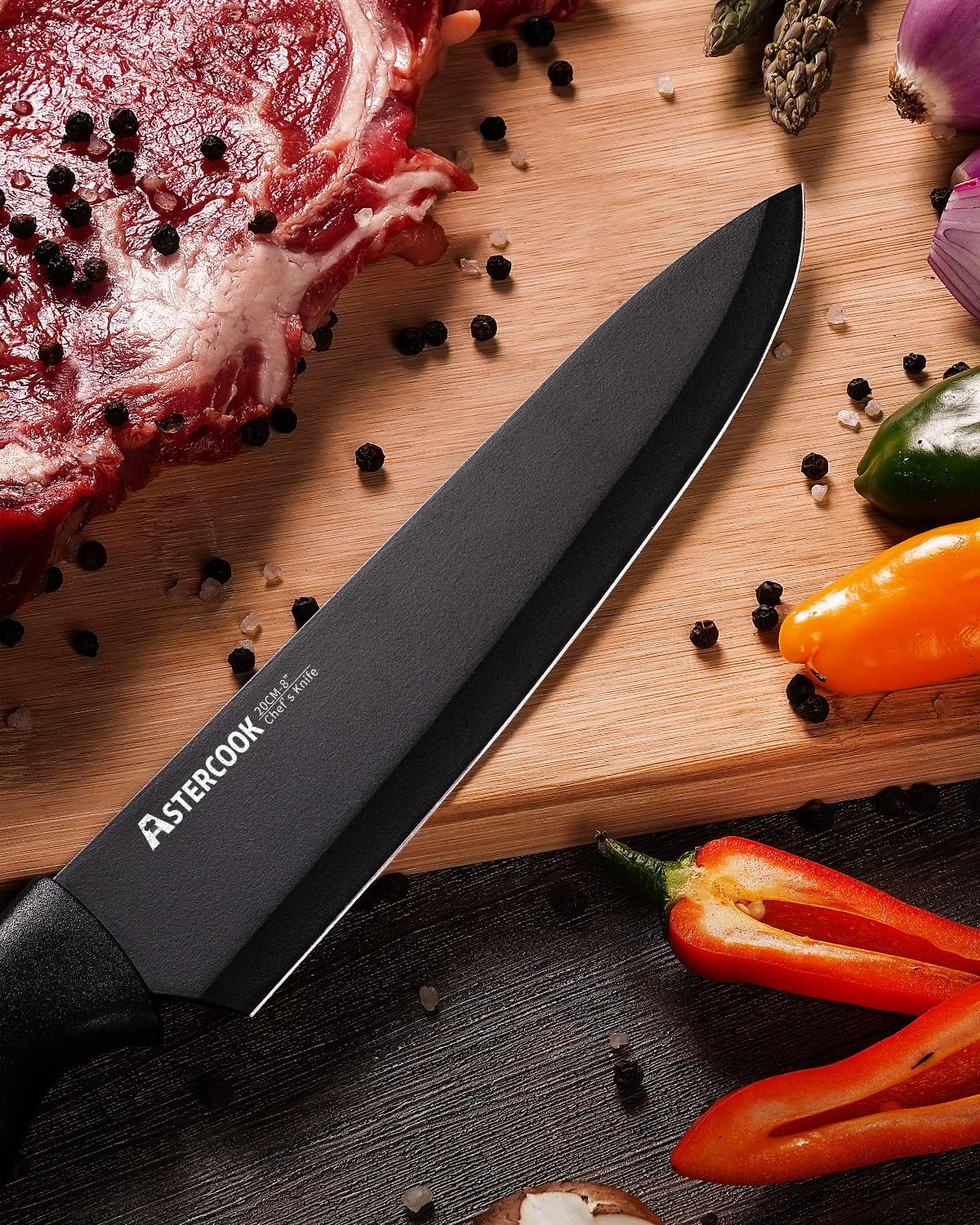 Astercook Knives with Sharpener Set