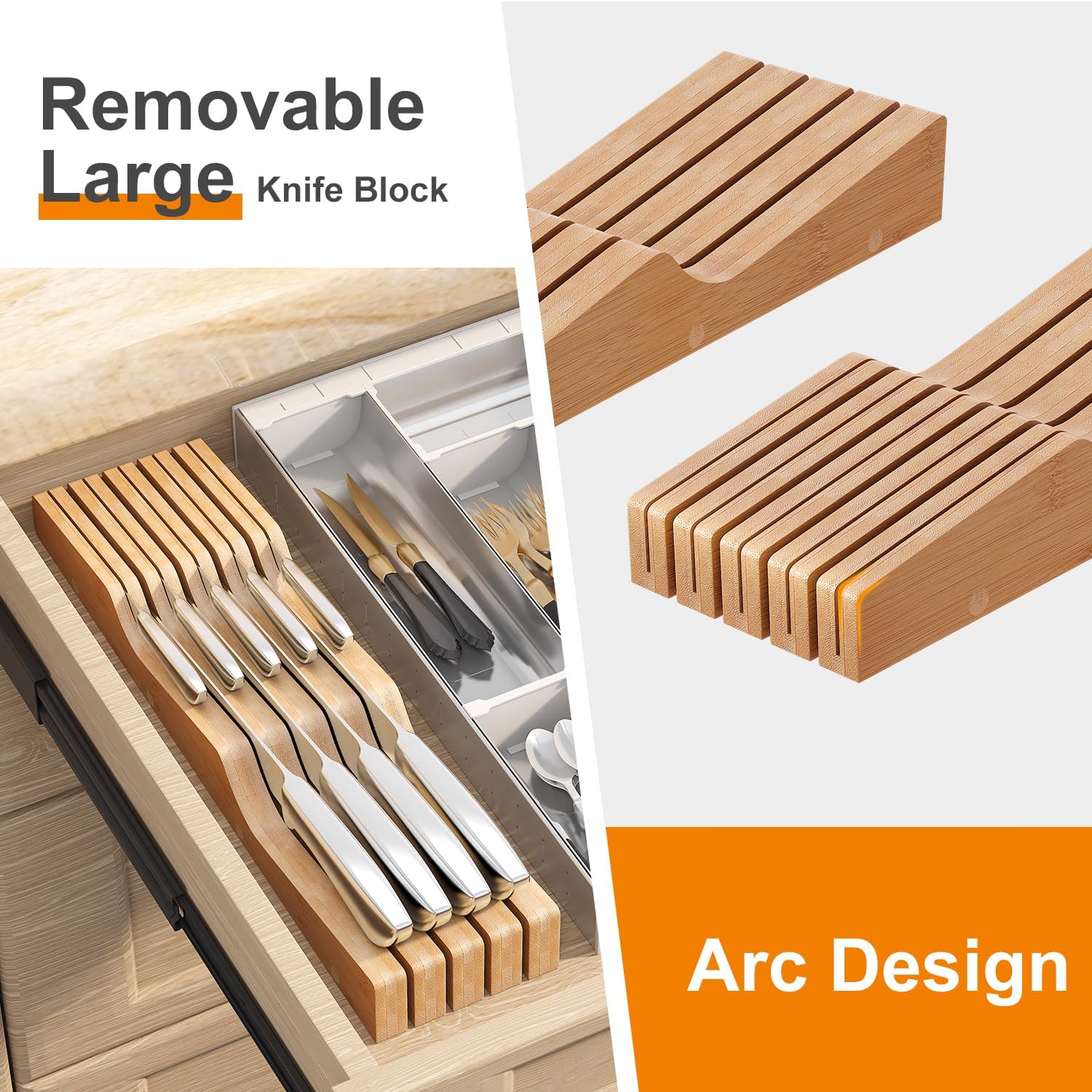 Space-Saving Bamboo Knife Block