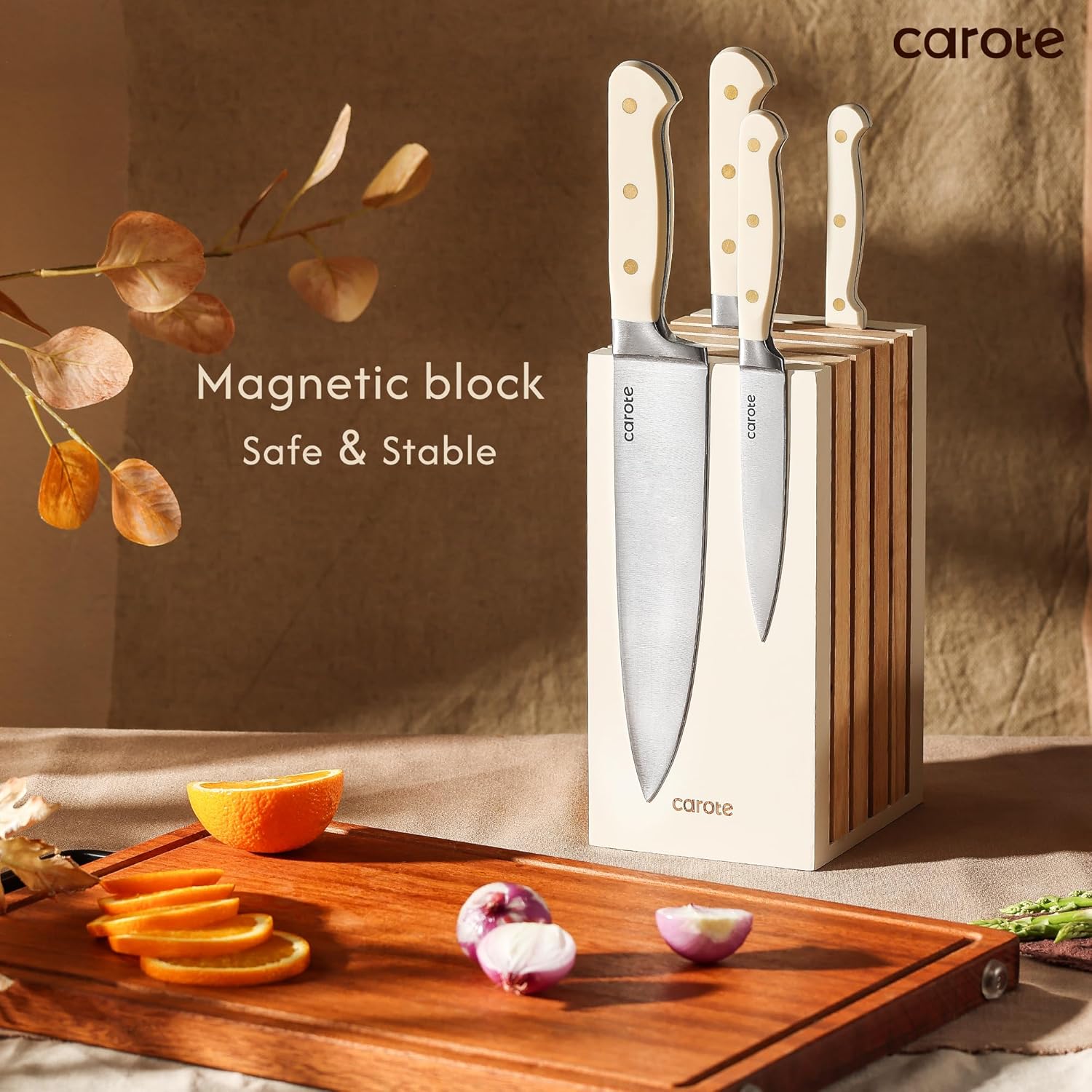 CAROTE 11-Piece Kitchen Knife Set with Block