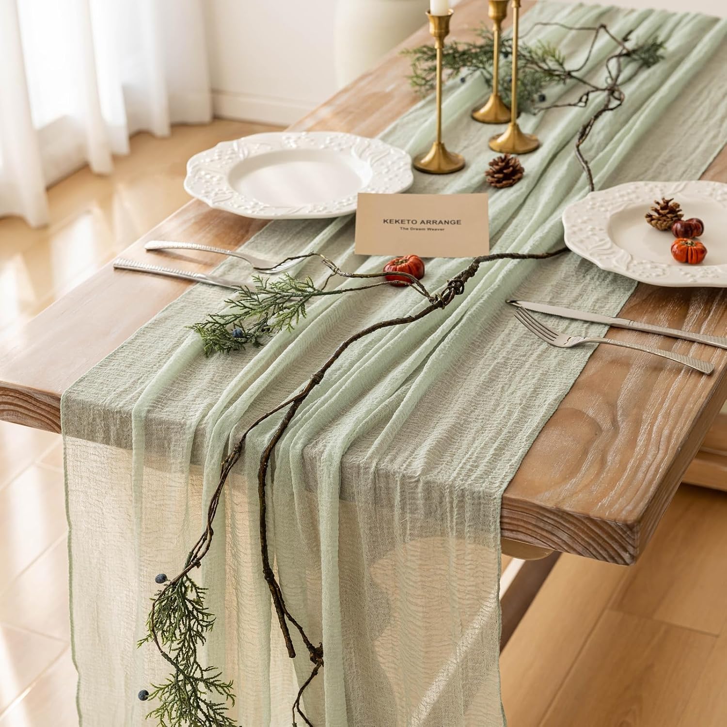 Stellar Sage Green Easter Table Runner