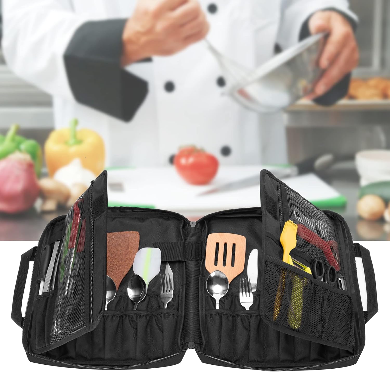 Samdew Chef Knife Bag with 20 Slots and Lockhole