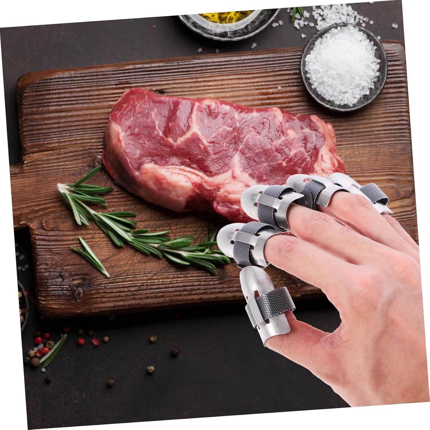 Stainless Steel Finger Protectors for Cooking and Chopping 5-Pack