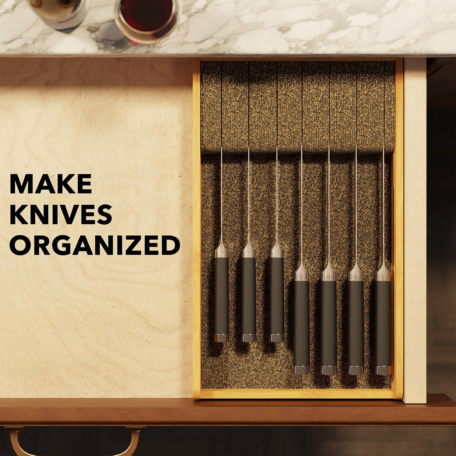SpaceAid 9-inch Wide Bamboo Knife Holder