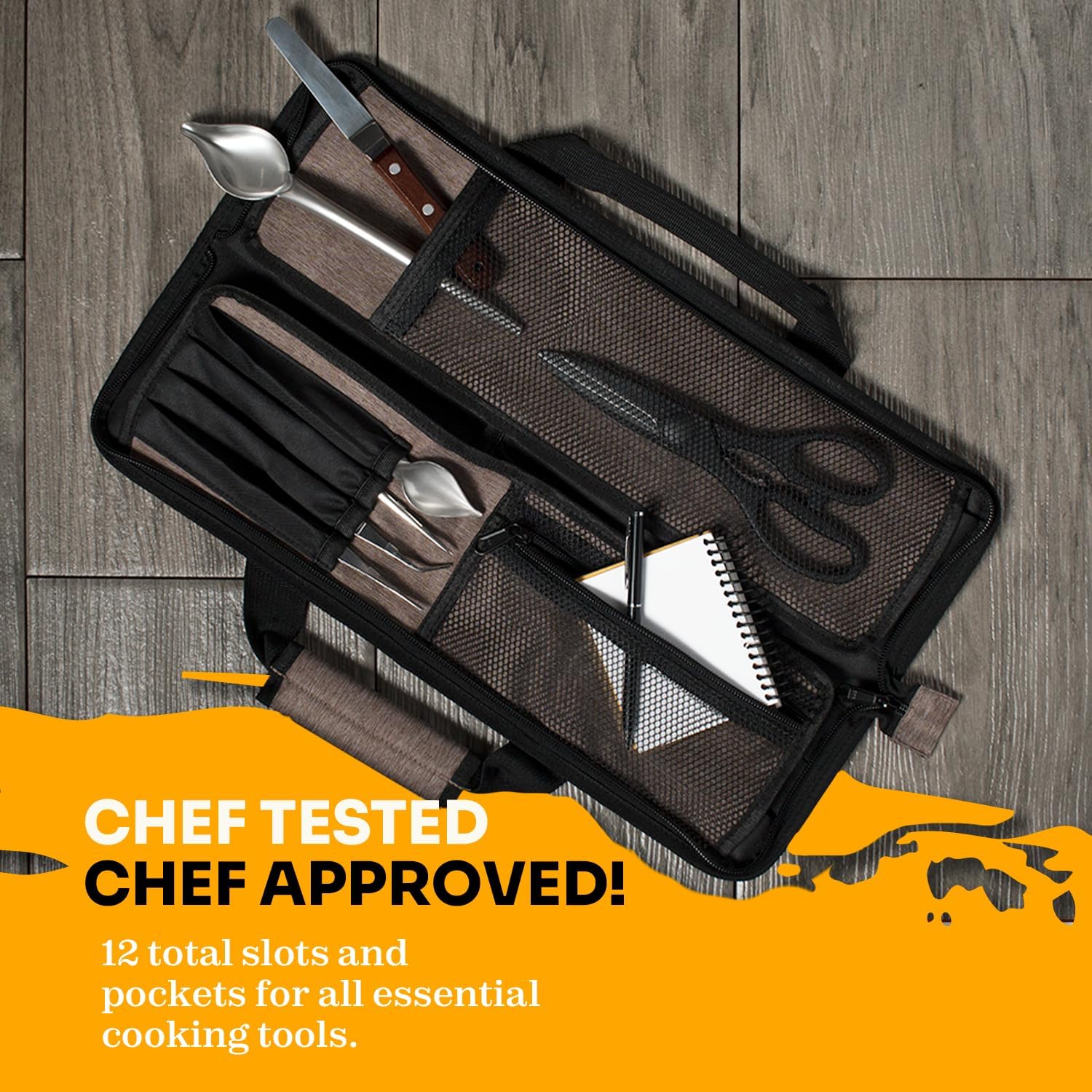 Asaya Chef Knife Roll Bag - 12 Pockets Lightweight Durable Stain Resistant