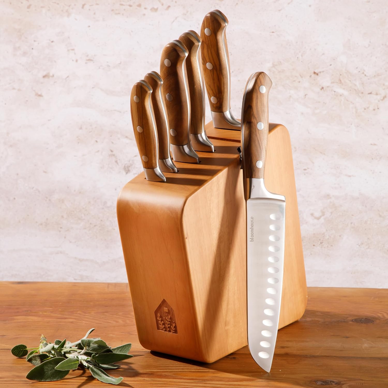 Versatile Italian Olive Wood Knife Set