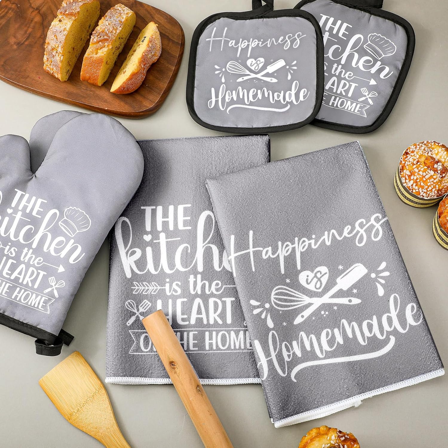 6 Pcs Farmhouse Kitchen Accessories All-Inclusive Gray Rustic Design