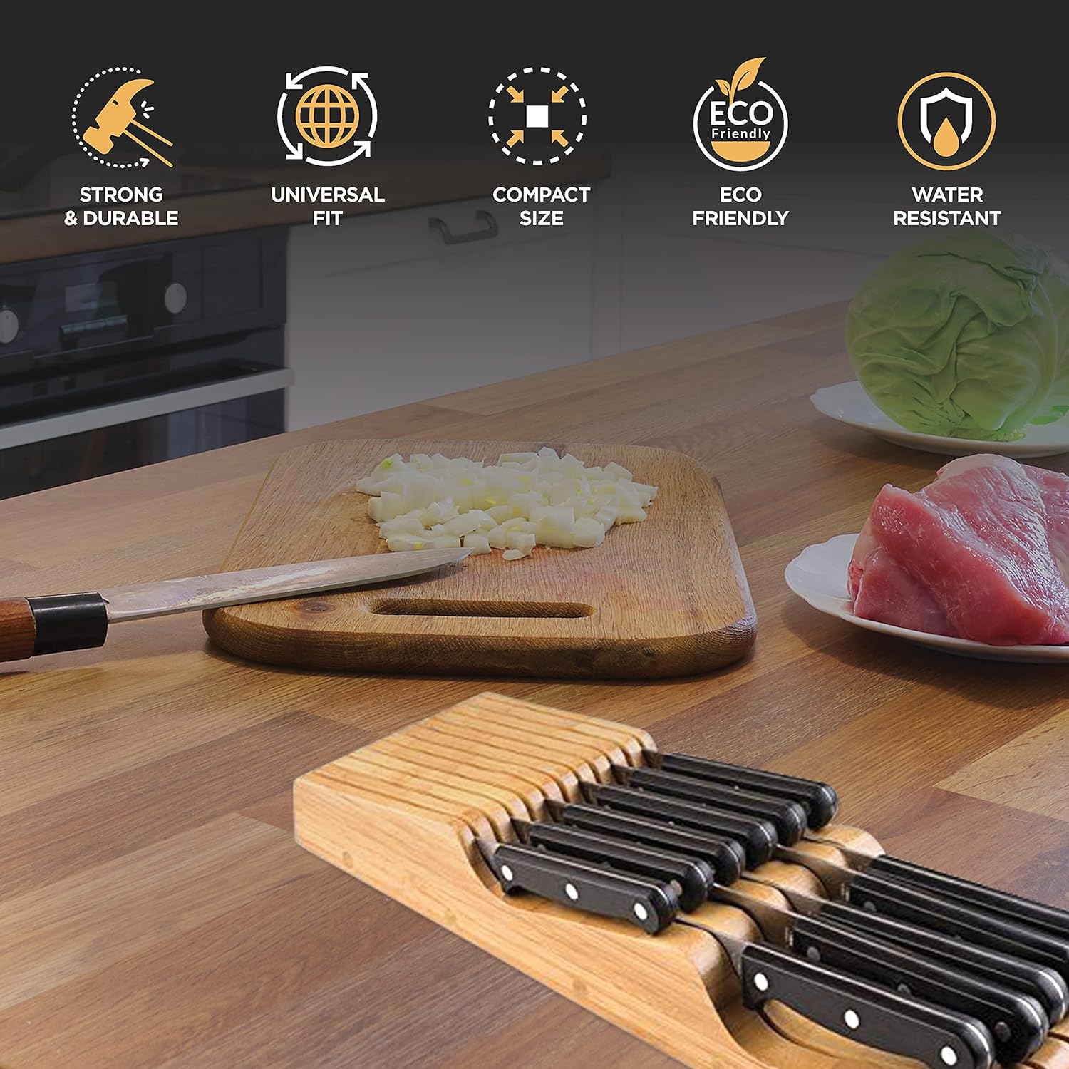 Bambsi In-Drawer Knife Block - Fits 5 Long 6 Short Knives