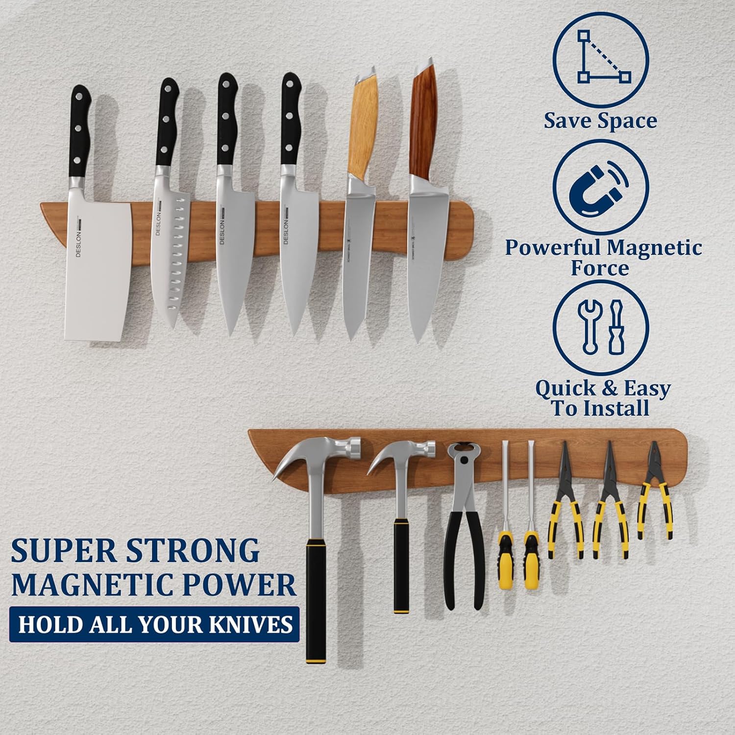 Stylish Acacia Wood Magnetic Knife Holder