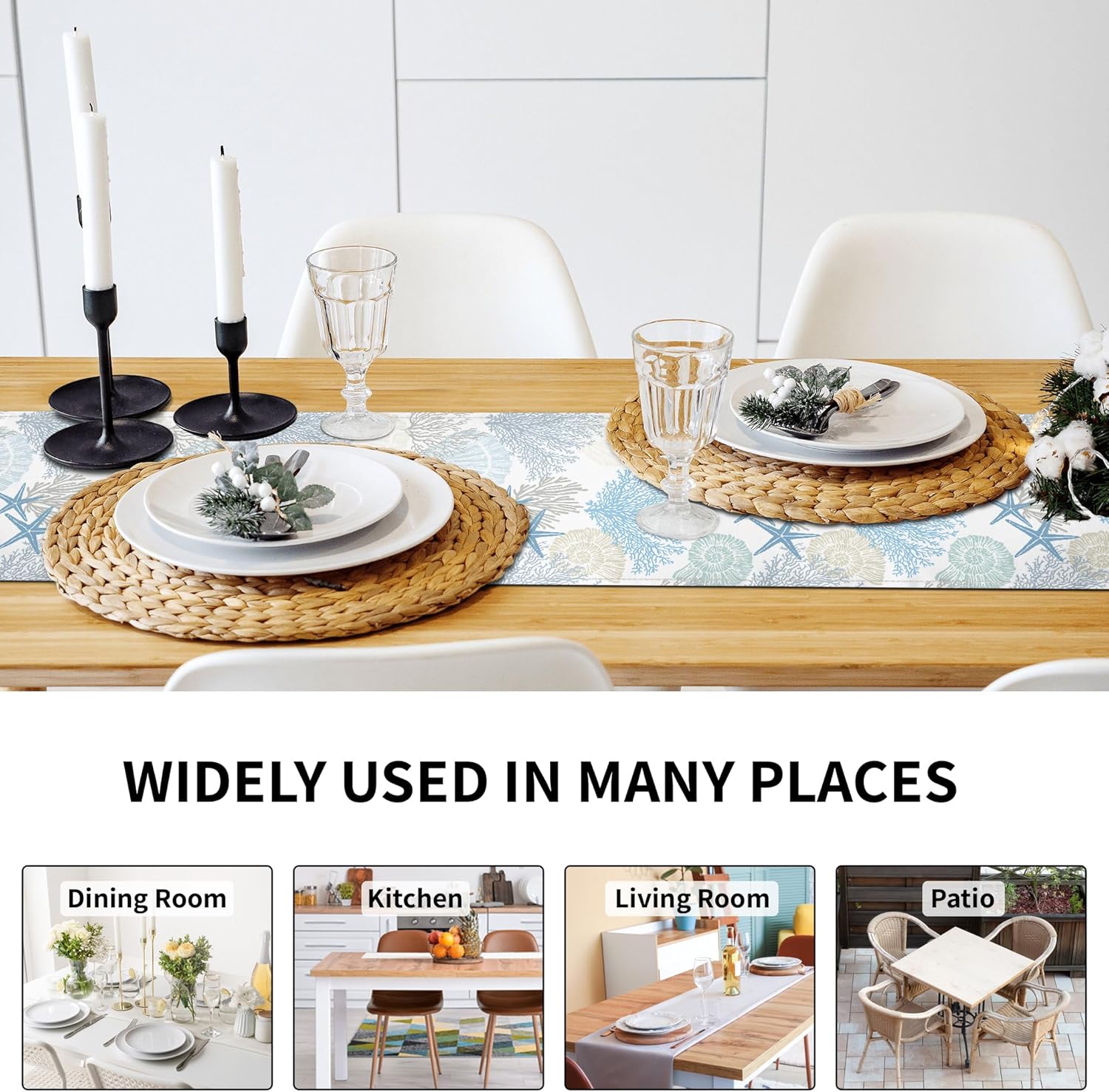 A Glimpse of the Sea - Linen Coastal Table Runner