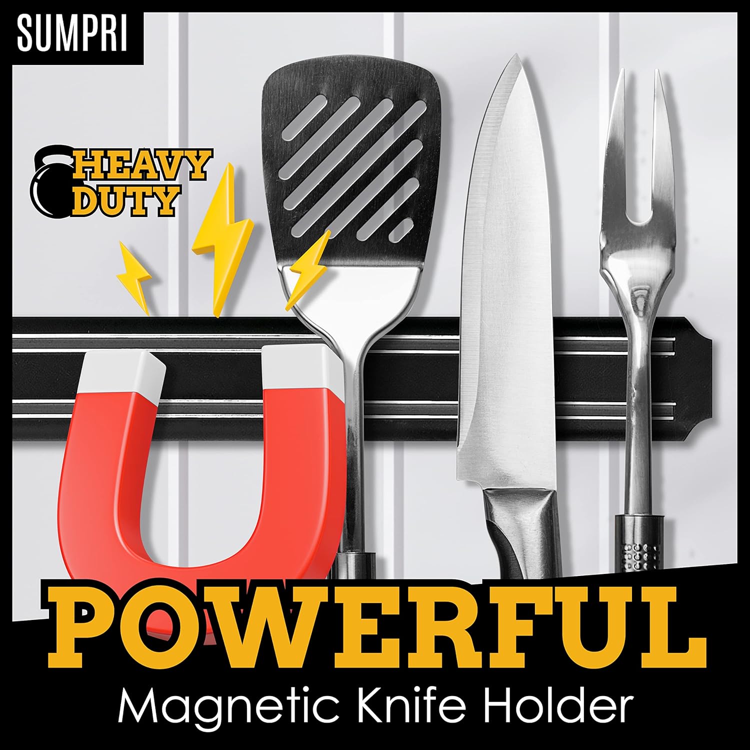 SUMPRI Magnetic Knife Holder Strip for Wall Set of 2 15 inch