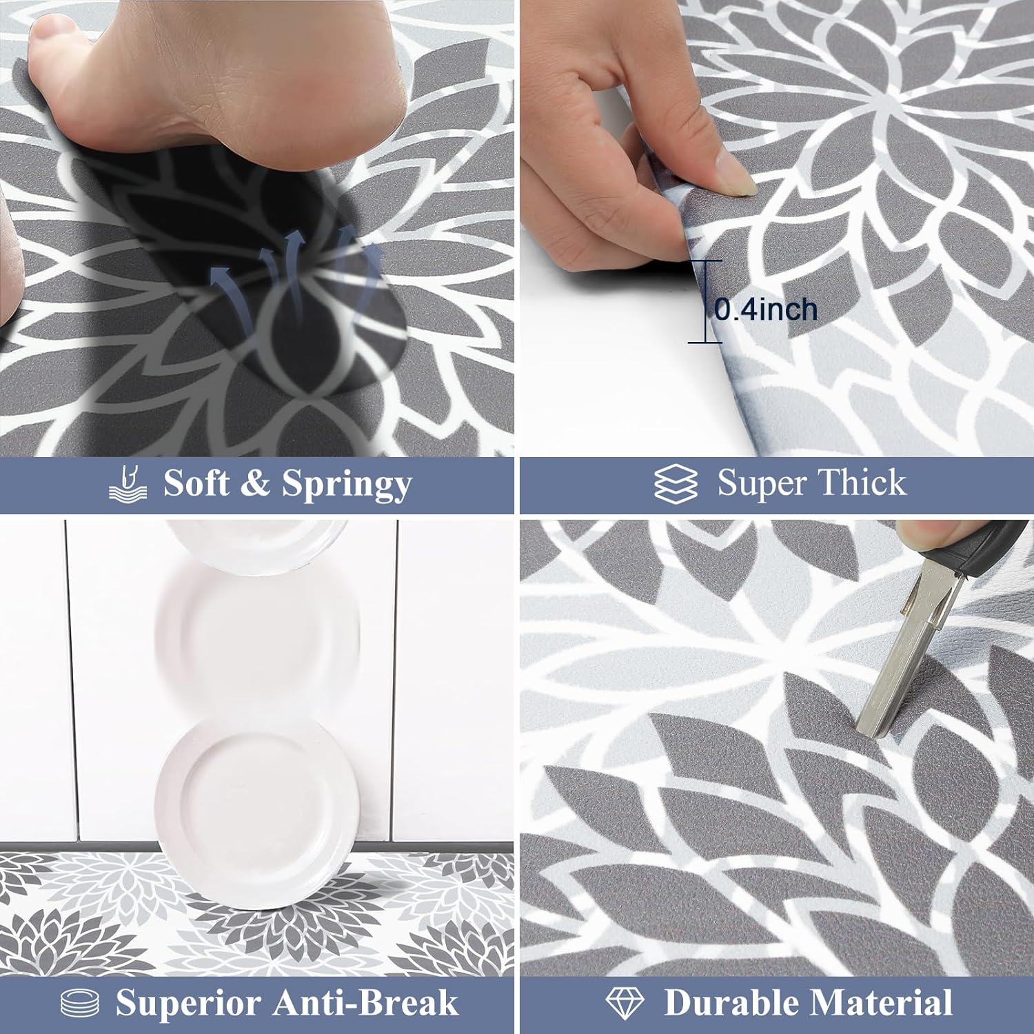HEBE Anti Fatigue Kitchen Rugs Set for Kitchen and Home